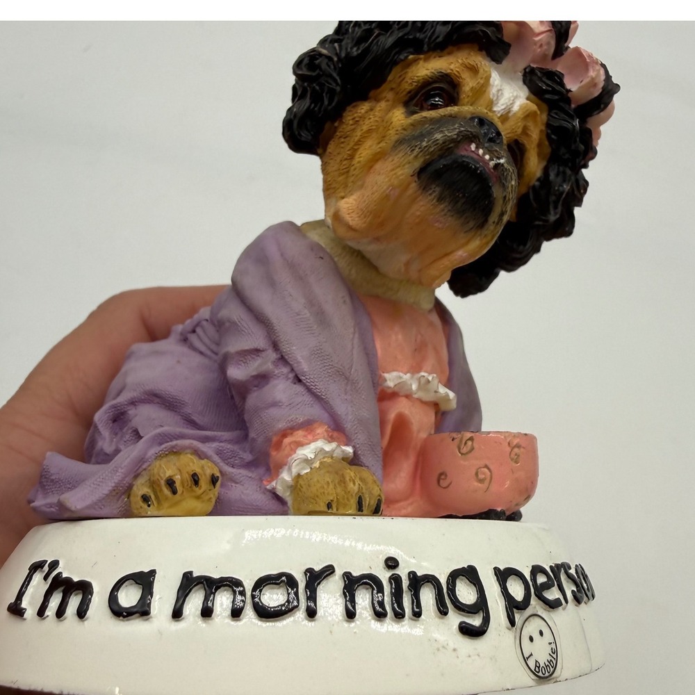 Zelda Wisdom Bulldog Bobblehead Im A Morning Person At Noon Figurine Purple Robe - Picture 3 of 12